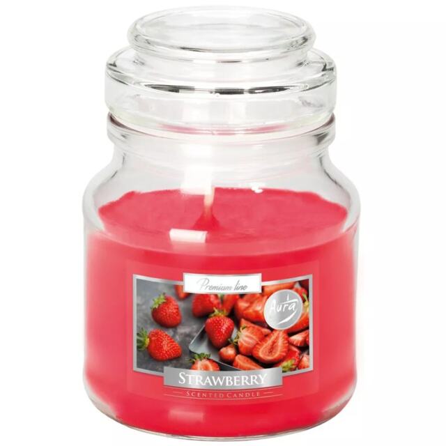 Glass Jar Scented Candle with Lid Orange Strawberry 1