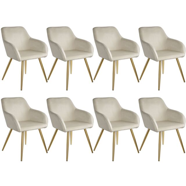 Chair Marilyn with Velvet Cover, Gold Steel Legs and Plush Padding Cream cream/gold One Size 8