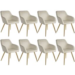 Chair Marilyn with Velvet Cover, Gold Steel Legs and Plush Padding Cream cream/gold One Size 8