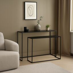 Salford Black Wood Veneer Round Dining Table With Metal Legs