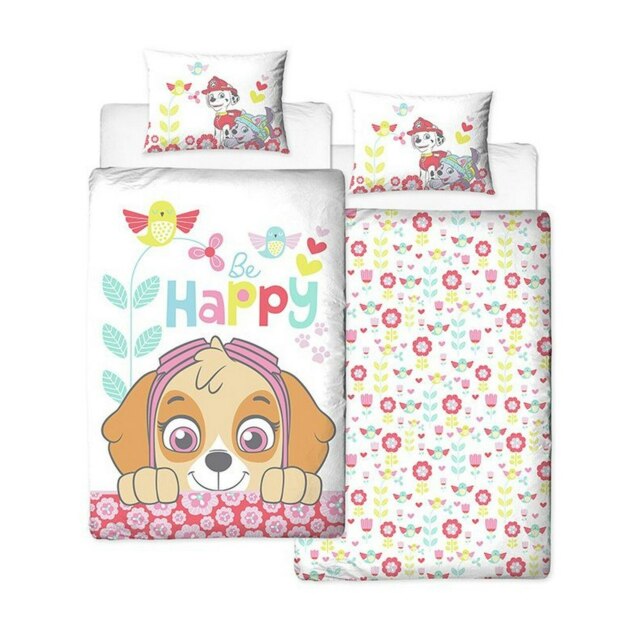Paw Patrol Bright Duvet Cover Set - White/Pink/Blue - Single White Single