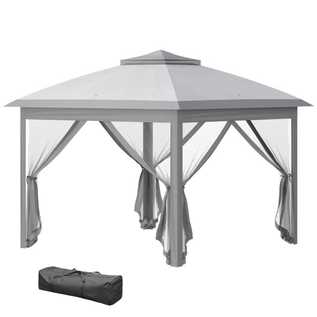 Outsunny Pop Up Gazebo Height Adjustable Canopy Tent w/ Carrying Bag, Grey Grey Grey