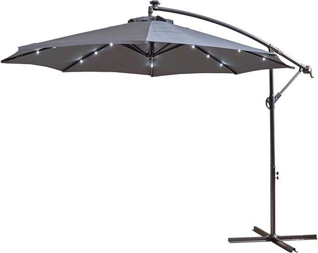 Neo 3M Grey Outdoor Freestanding Parasol with Led Lights