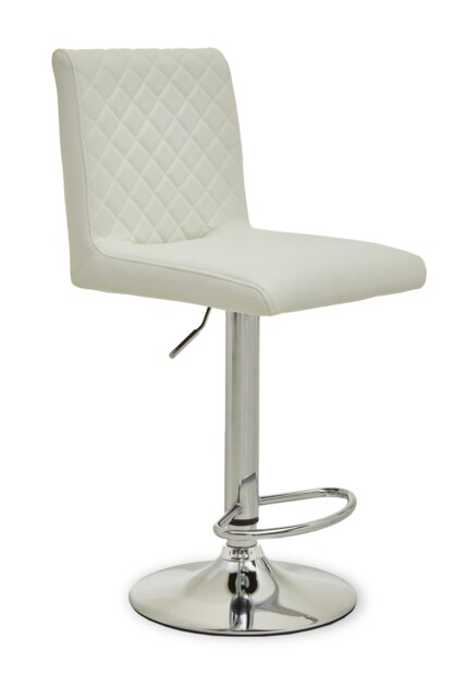 Orsina Baina White And Chrome Bar Stool With Round Base