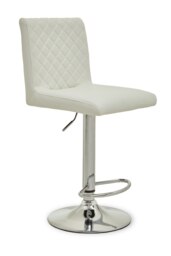 Orsina Baina White And Chrome Bar Stool With Round Base