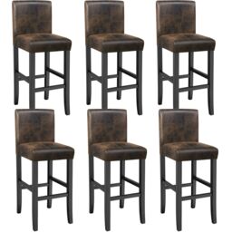 Bar Stools with a padded backrest and faux leather cover Brown antique brown 41 x 40 x 107 cm 6