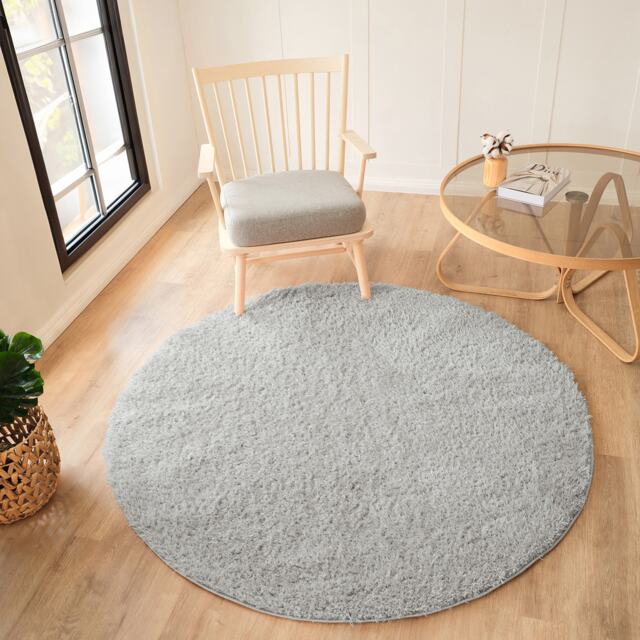 LIVABLISS Moda Shaggy-Solid Color Plush Soft Pile Round Rug Ø160 cm Light Grey