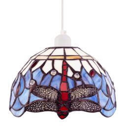 Lavender Purple Toned Stained Glass Dragonfly Tiffany Pendant Shade