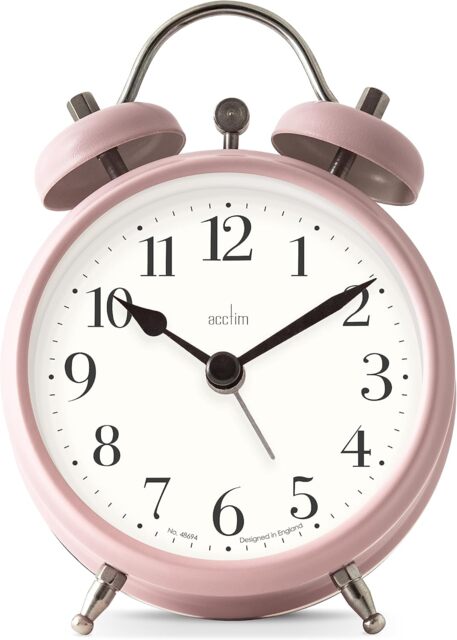Acctim Shefford Faux Bell Analogue Alarm Clock Pink Pink