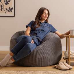 Icon Kingston XL Jumbo Cord Classic Dome Bean Bag, Charcoal