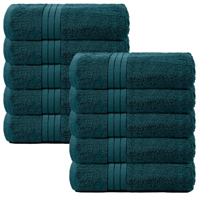 OHS 10 x Luxury 100% Cotton 500GSM Bathroom Bath Towels, 70x115cm - Dark Teal