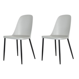 Pair of Aspen Duo Wraparound Plastic Dining Chairs with Black Tapered Metal Legs – Modern Kitchen Grey Grey 1