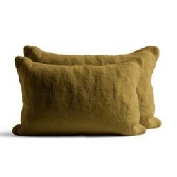 Teddy Bear Fleece Super Soft Cosy Pillow Case Pair Yellow Yellow