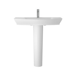 Balterley Spirit Ceramic Square Basin with Full Pedestal - Contemporary Bathroom Sink Design (Tap Not Included) by Balterley White White
