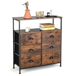COSTWAY 6 Drawers Dresser Organizer 2-Tier Fabric Storage Brown
