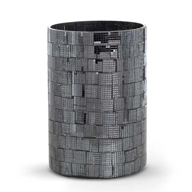 Homescapes Mosaic Glass Wind Light Large Candle Holder - with Polished Steel Base