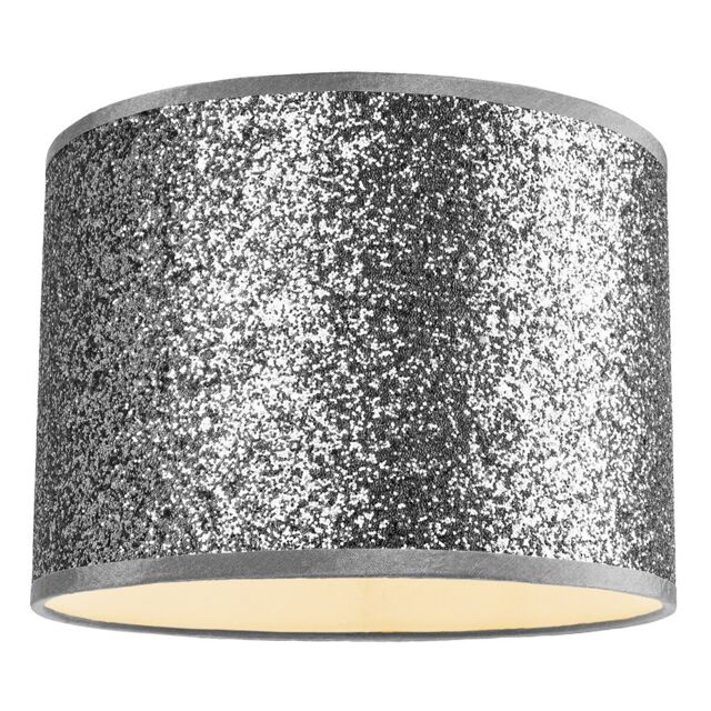 Modern and Designer Bright Silver Glitter Fabric Pendant/Lamp Shade 30cm Wide Silver Silver 1