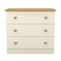 Lancaster 3 Drawer Chest of Drawers in Cream Ash & Oak (Ready Assembled) Cream Cream Ash & Oak