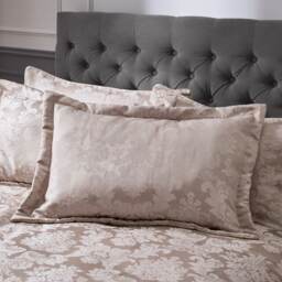 Catherine Lansfield Damask Jacquard Quilted Pillow sham Pair Gold Champagne Gold Standard