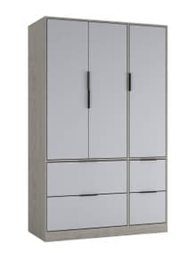 FUJI 3 Door 4 Drawer Wardrobe Grey Cedar Grey & Grey 117 x 55 x 8.5 1