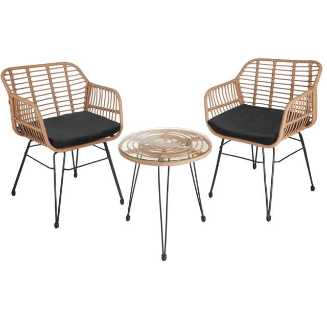 Garden Table and Chairs Molfetta - 2 person bistro set, weather and UV-resistant Cream nature 64,50 x 58 x 86,50 cm 1