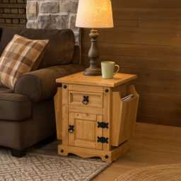 Vida Designs Corona Magazine Table 1 Door 1 Drawer Cabinet, Solid Pine Wood