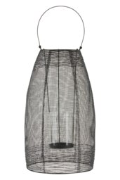 Orsina Large Black Lantern, Iron Wireframe Black Candle Holder, Indoor & Outdoor Glass Shade Candle Holder