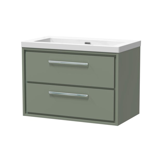 Balterley Modern Bathroom 2 Soft Close Drawer Wall Hung Vanity Unit Fireclay Basin Green Reed Green 1