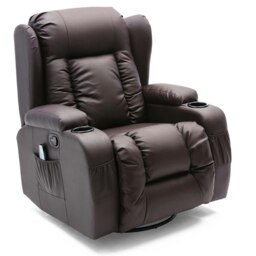 Caesar Bonded Leather Recliner Rocking Swivel Heat & Massage Chair (Brown)