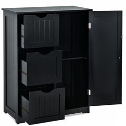 COSTWAY Bathroom Floor Cabinet Storage Black