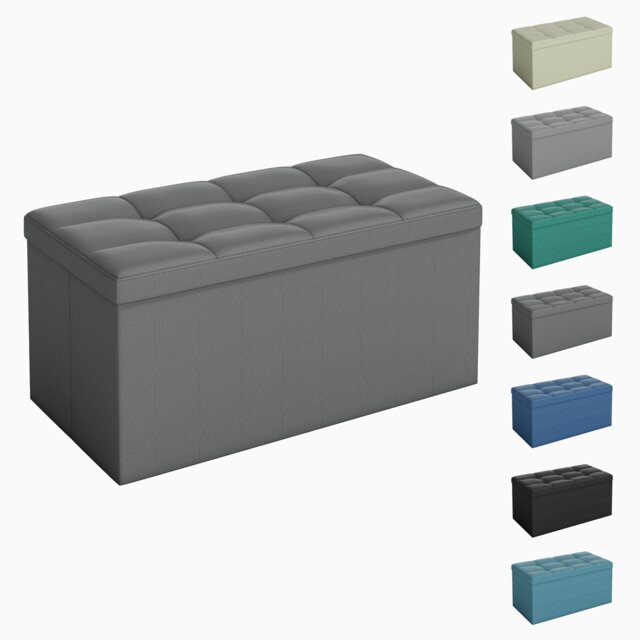 76cm Rectangular Ottoman Foldable Storage Bench Upholstered Foot Rest