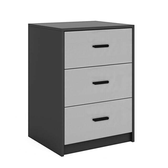 Black 3-Drawer Bedside Table Black 1