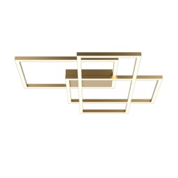 Rida Modern Integrated LED Semi Flush Ceiling Light Gold 4300lm White Shade