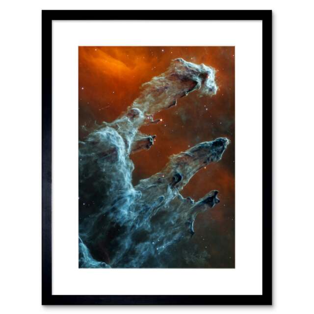 "NASA Webb Telescope Ghostly Figures Pillars Creation MIRI 9x7"" Black Framed Wall Art Print"