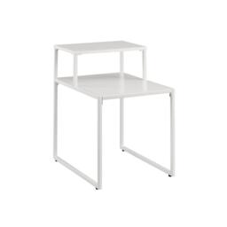Rustic Industrial 2-Tier Wood and Metal Side Table White 1
