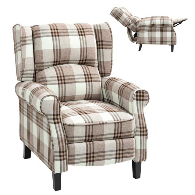 HOMCOM Recliner Chair for Living Room Wingback Chair with Padded Armrest Brown Brown Brown