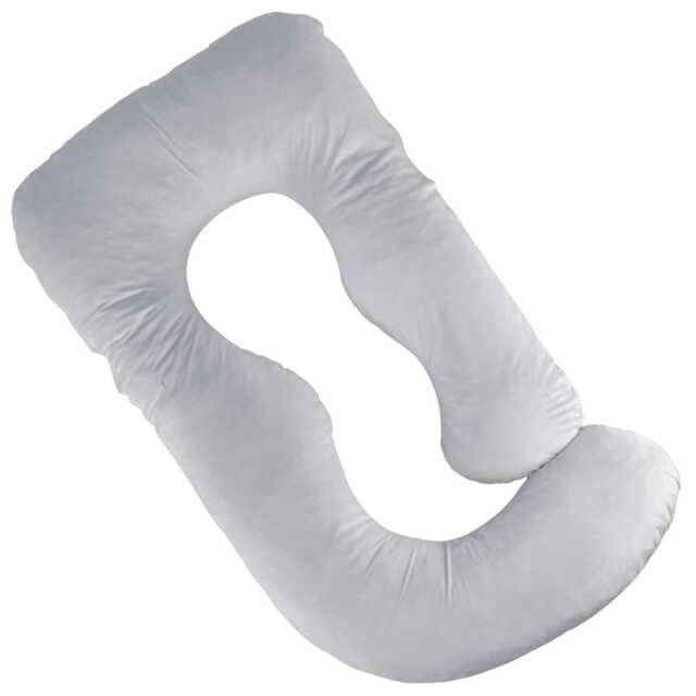 Aamira Light Grey Pregnancy Maternity Pillow 140x70x20cm J Shaped Memory Foam Silver Light Grey J Shape - Light Grey 1