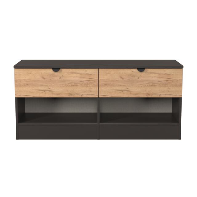 Norway 2 Drawer Open Bed Box in Gold Craft Oak & Graphite (Ready Assembled) Grey Gold Craft Oak & Graphite