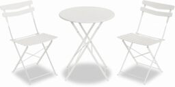 London Boutique 3 Piece Metal Garden Bistro Set, Durable Folding Patio Furniture Set for 2, Space Saving Furniture for Small Kitchen, Breakfast Nook, Indoor Bistro