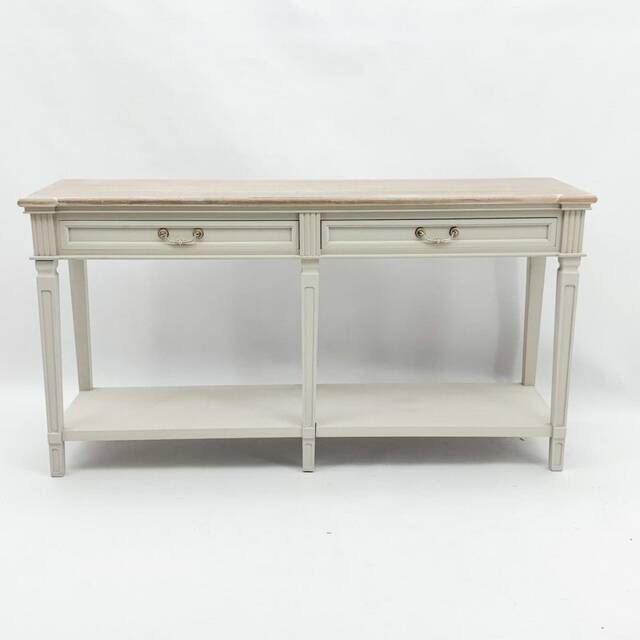 2 Drawer Side Table - Wood - L40 x W150 x H78 cm White