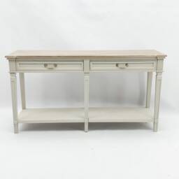 2 Drawer Side Table - Wood - L40 x W150 x H78 cm White