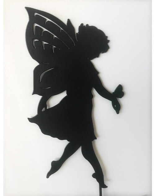 Large Fairy - Garden Ornament - Solid Steel - L28 x W28 x H28 cm - Powder Coated Black
