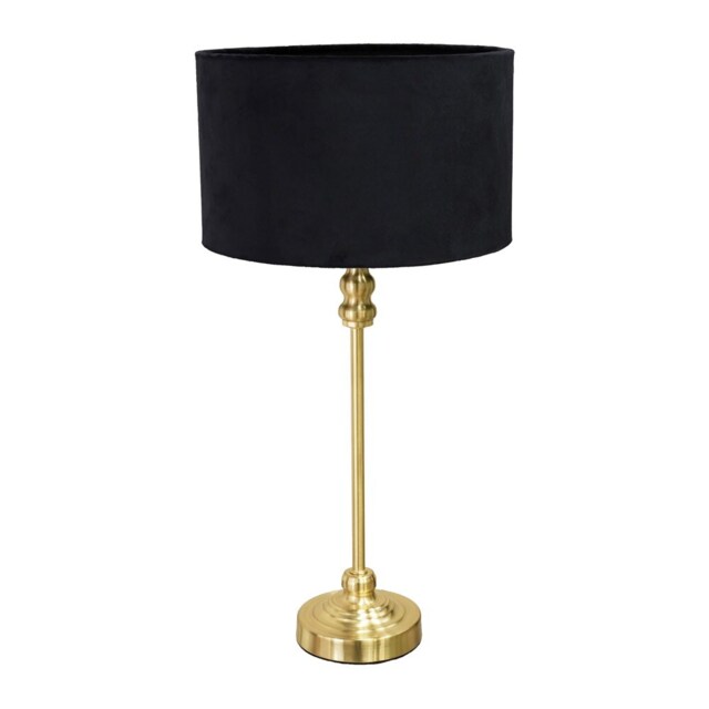 ValueLights Maggie Gold Candlestick Table Lamp Black Velvet Shade Gold