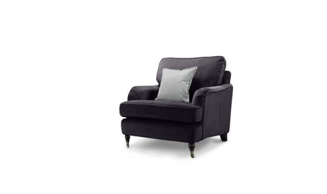 Velvet Dark Grey 1 Seater Bella Sofa ASTBURY