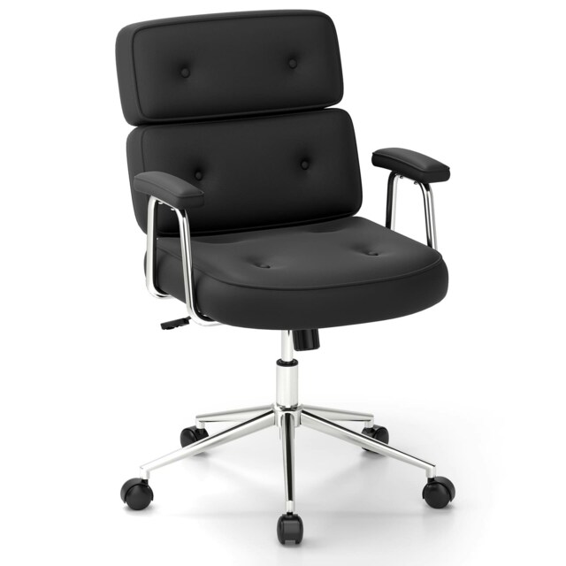 COSTWAY Office Chair Upholstered Desk Chair Black Black