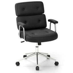 COSTWAY Office Chair Upholstered Desk Chair Black Black