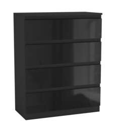 Gloss 4 Drawer Chest No Handle Storage Cabinet Black Gloss Black Drawer One Size 1