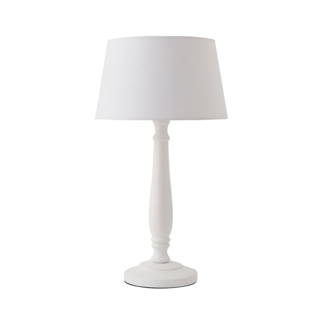 ValueLights Victoria White Wood Table Lamp White Taper Shade and Bulb