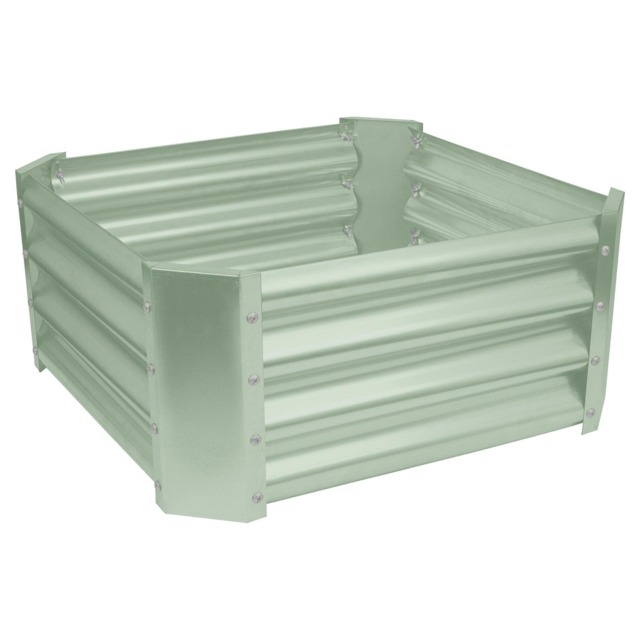 Harbour Housewares Raised Garden Bed - Green Square Bottomless Metal Raised Bed Galvanised Steel Planter Box 60 x 60cm