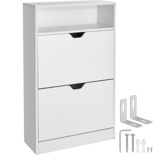 Shoe Cabinet Calea - 2 tilt compartments for 12 pairs of shoes, open shelf space